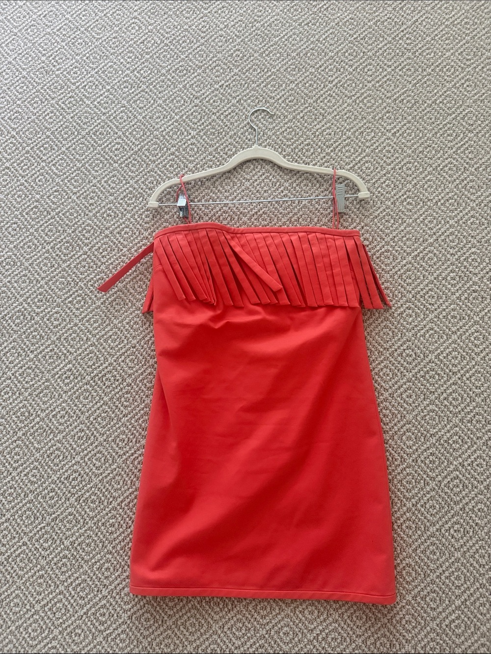 Alexis Red Fringe Strapless Casual Dress for Girls